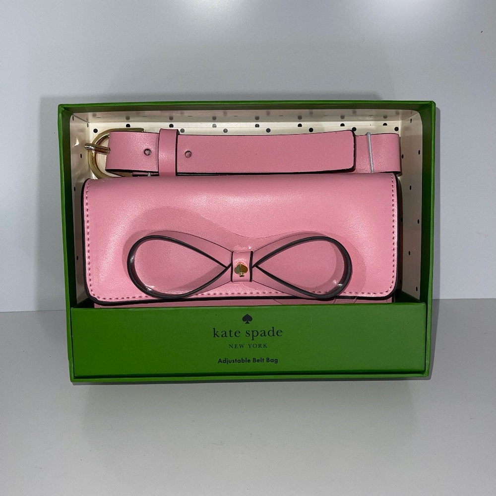 Kate Spade bubblegum pink bow leather adjustable belt‎ bag NWB